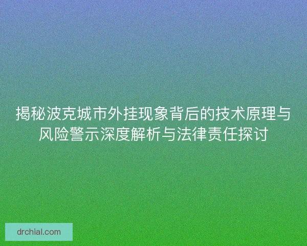 揭秘波克城市外挂现象背后的技术原理与风险警示深度解析与法律责任探讨